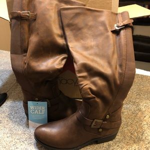 Women’s brown boots wide calf size 9 brand new